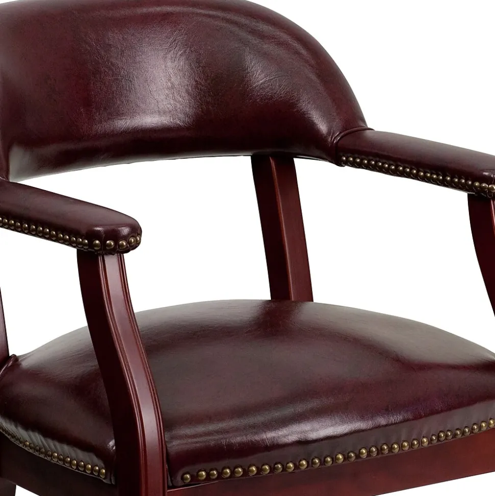 Flash Furniture Vinyl Mid Back Luxurious Conference Chair With Casters, Oxblood