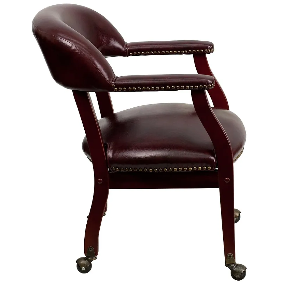 Flash Furniture Vinyl Mid Back Luxurious Conference Chair With Casters, Oxblood