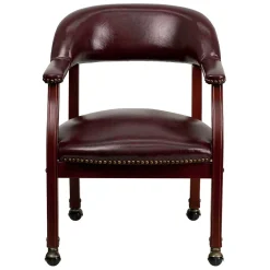 Flash Furniture Vinyl Mid Back Luxurious Conference Chair With Casters, Oxblood