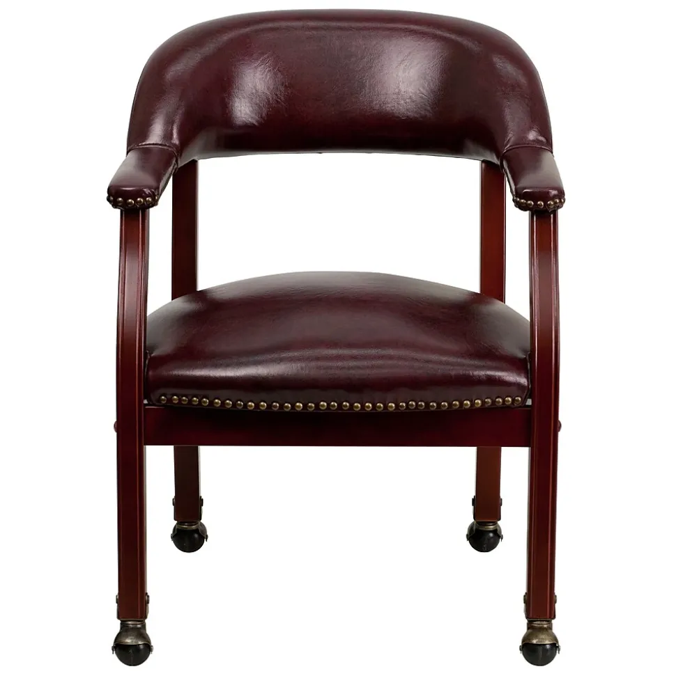 Flash Furniture Vinyl Mid Back Luxurious Conference Chair With Casters, Oxblood
