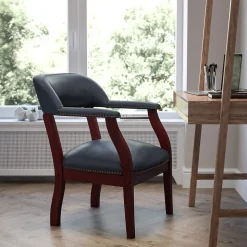 Flash Furniture Vinyl Mid Back Luxurious Conference Chair, Navy