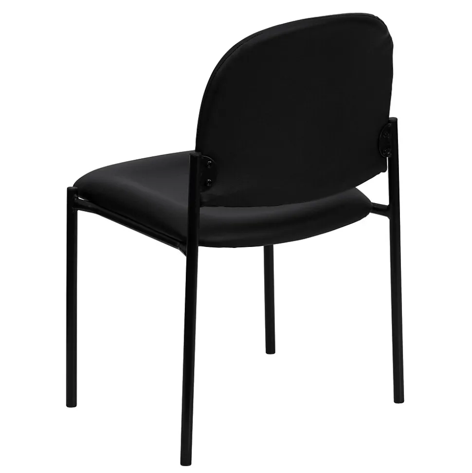 Flash Furniture Vinyl Stackable Steel Side Chairs, Black, 15/Pack
