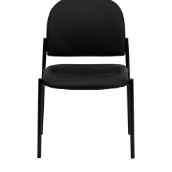 Flash Furniture Vinyl Stackable Steel Side Chairs, Black, 15/Pack