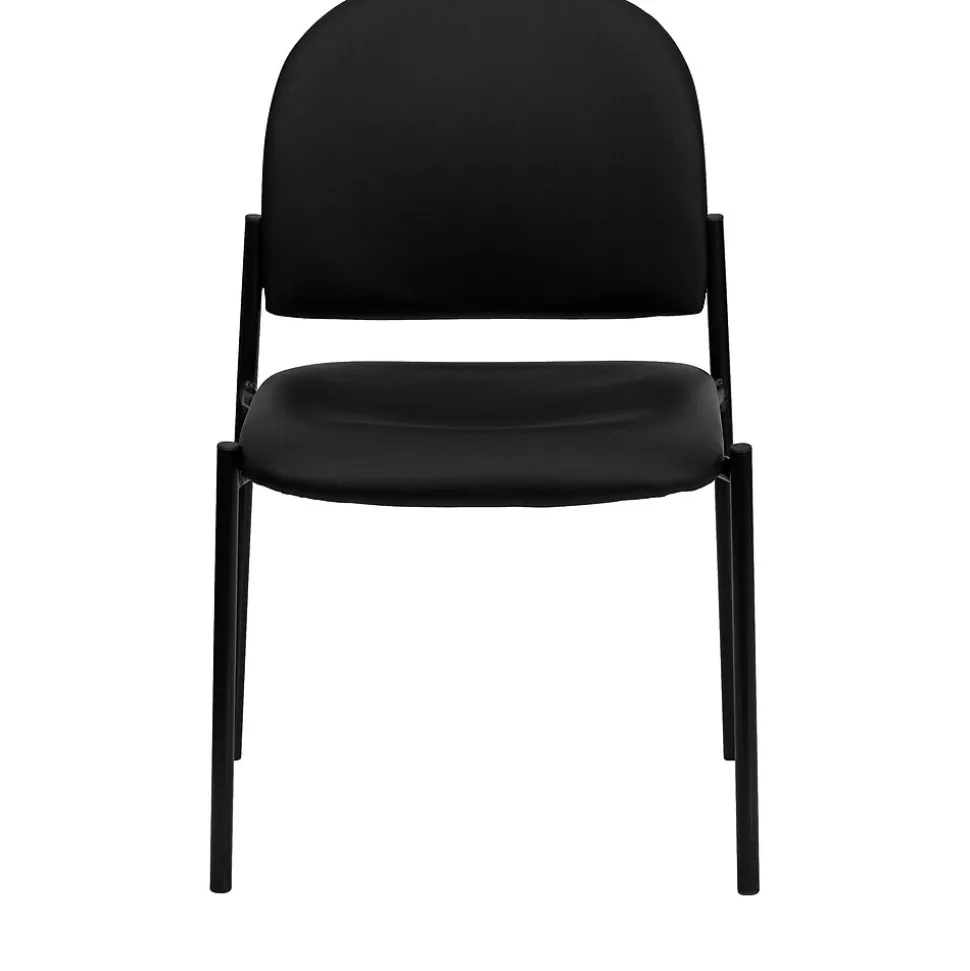 Flash Furniture Vinyl Stackable Steel Side Chairs, Black, 15/Pack