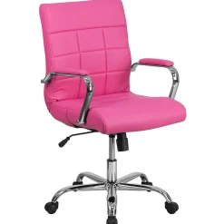 Flash Furniture Vivian Vinyl Swivel Mid-Back Executive Office Chair, Pink (GO2240PK)