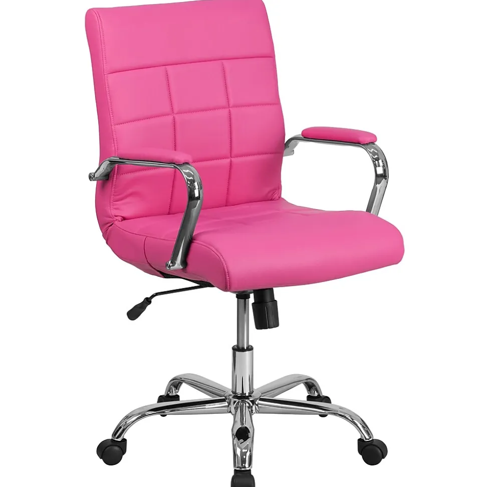 Flash Furniture Vivian Vinyl Swivel Mid-Back Executive Office Chair, Pink (GO2240PK)