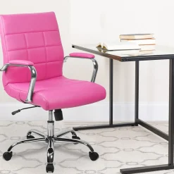 Flash Furniture Vivian Vinyl Swivel Mid-Back Executive Office Chair, Pink (GO2240PK)