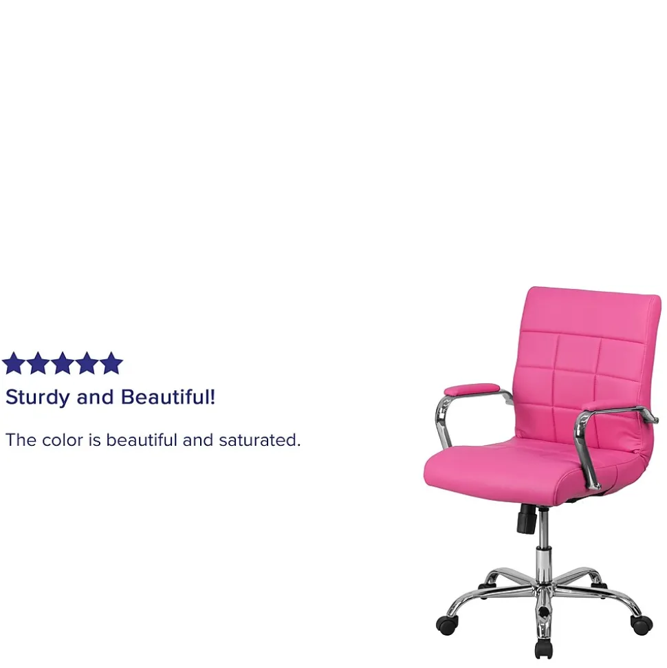 Flash Furniture Vivian Vinyl Swivel Mid-Back Executive Office Chair, Pink (GO2240PK)