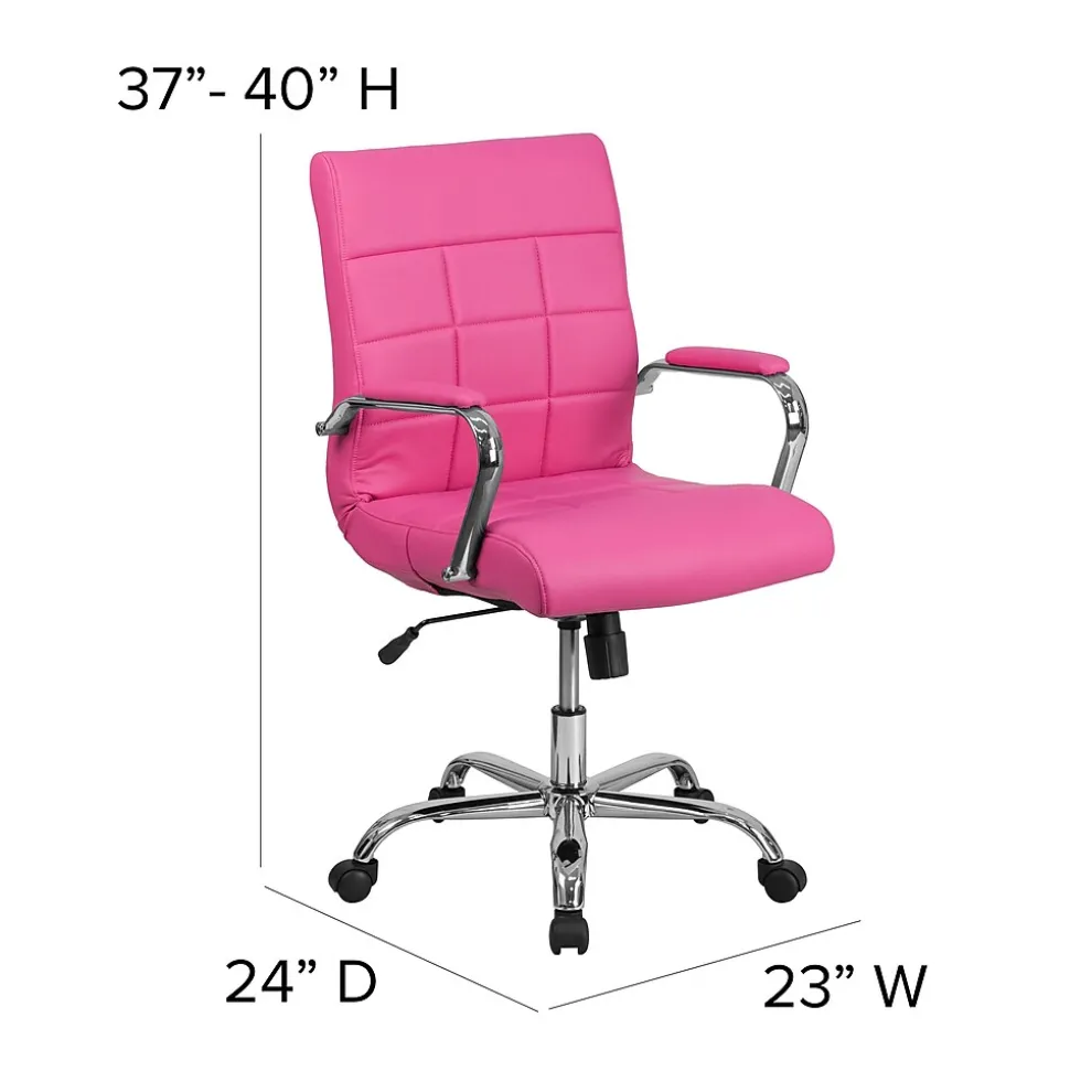 Flash Furniture Vivian Vinyl Swivel Mid-Back Executive Office Chair, Pink (GO2240PK)