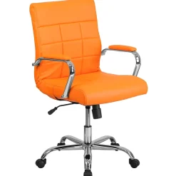 Flash Furniture Vivian Vinyl Swivel Mid-Back Executive Office Chair, Orange (GO2240ORG)