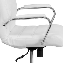 Flash Furniture Whitney Ergonomic LeatherSoft Swivel Mid-Back Executive Office Chair, White/Chrome (GO2286MWH)