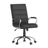 Flash Furniture Whitney Ergonomic LeatherSoft Swivel Mid-Back Executive Office Chair, Black/Chrome (GO2286MBK)