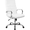 Flash Furniture Whitney Ergonomic LeatherSoft Swivel High Back Executive Office Chair, White/Chrome (GO2286HWH)