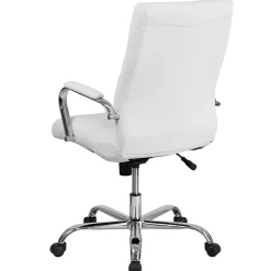 Flash Furniture Whitney Ergonomic LeatherSoft Swivel High Back Executive Office Chair, White/Chrome (GO2286HWH)
