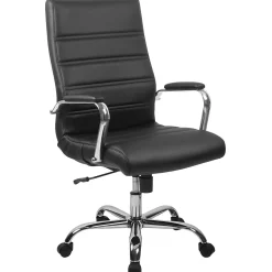 Flash Furniture Whitney Ergonomic LeatherSoft Swivel High Back Executive Office Chair, Black/Chrome (GO2286HBK)