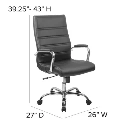 Flash Furniture Whitney Ergonomic LeatherSoft Swivel High Back Executive Office Chair, Black/Chrome (GO2286HBK)