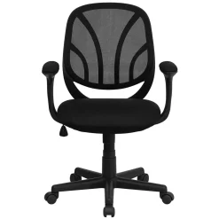 Flash Furniture Y-GO Office Ergonomic Mesh Swivel Mid-Back Task Office Chair, Black (GOWY05A)