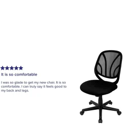 Flash Furniture Y-GO Office Armless Ergonomic Mesh Swivel Mid-Back Task Office Chair, Black (GOWY05)