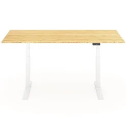 FlexiSpot E7 Pro 78"W Electric Adjustable Standing Desk, Bamboo/White (E7WPRO7830LBZB)