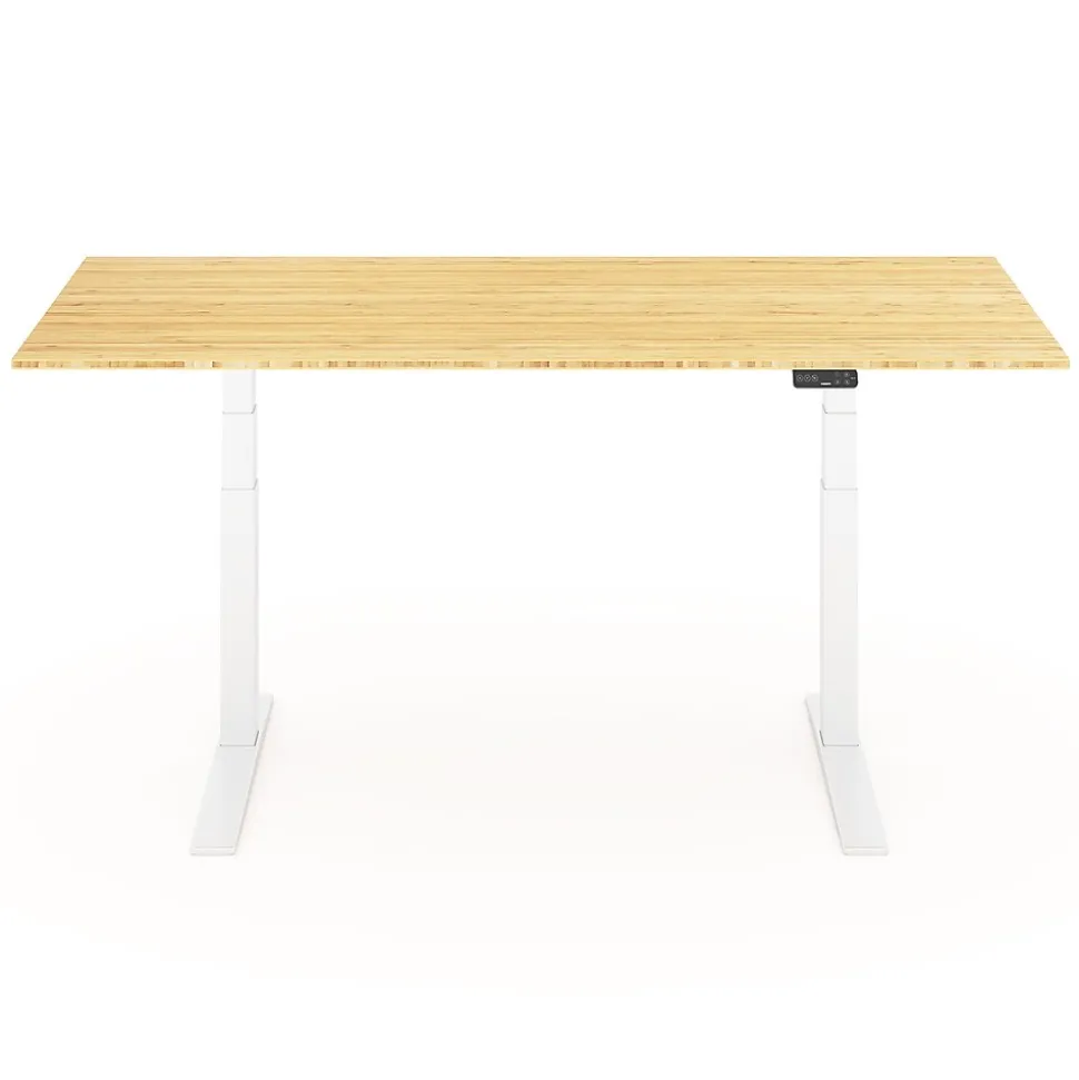 FlexiSpot E7 Pro 78"W Electric Adjustable Standing Desk, Bamboo/White (E7WPRO7830LBZB)