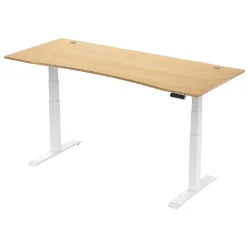 FlexiSpot E7 72"W Electric Adjustable Bamboo Top Standing Desk, White (E7WCR7230LBZB)