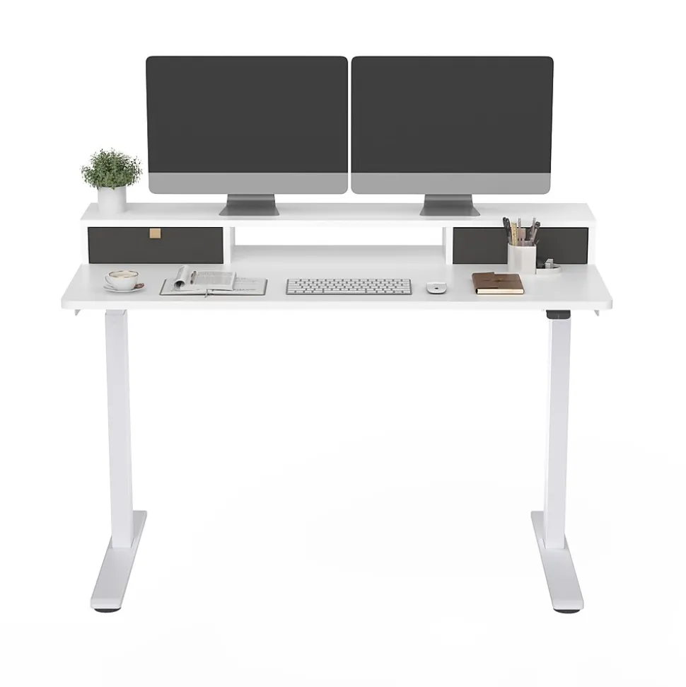 FlexiSpot EC9W Series 48" W Electric Adjustable Standing Desk, White (EC9WDO04W)