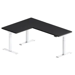 FlexiSpot E7L Series 76"W Electric L-Shaped Adjustable Standing Desk, Black/White (E7LW557624B)