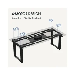 FlexiSpot E7Q 71"W Electric Adjustable Bamboo Top Standing Desk, Black (E7QBR7135LBDB)