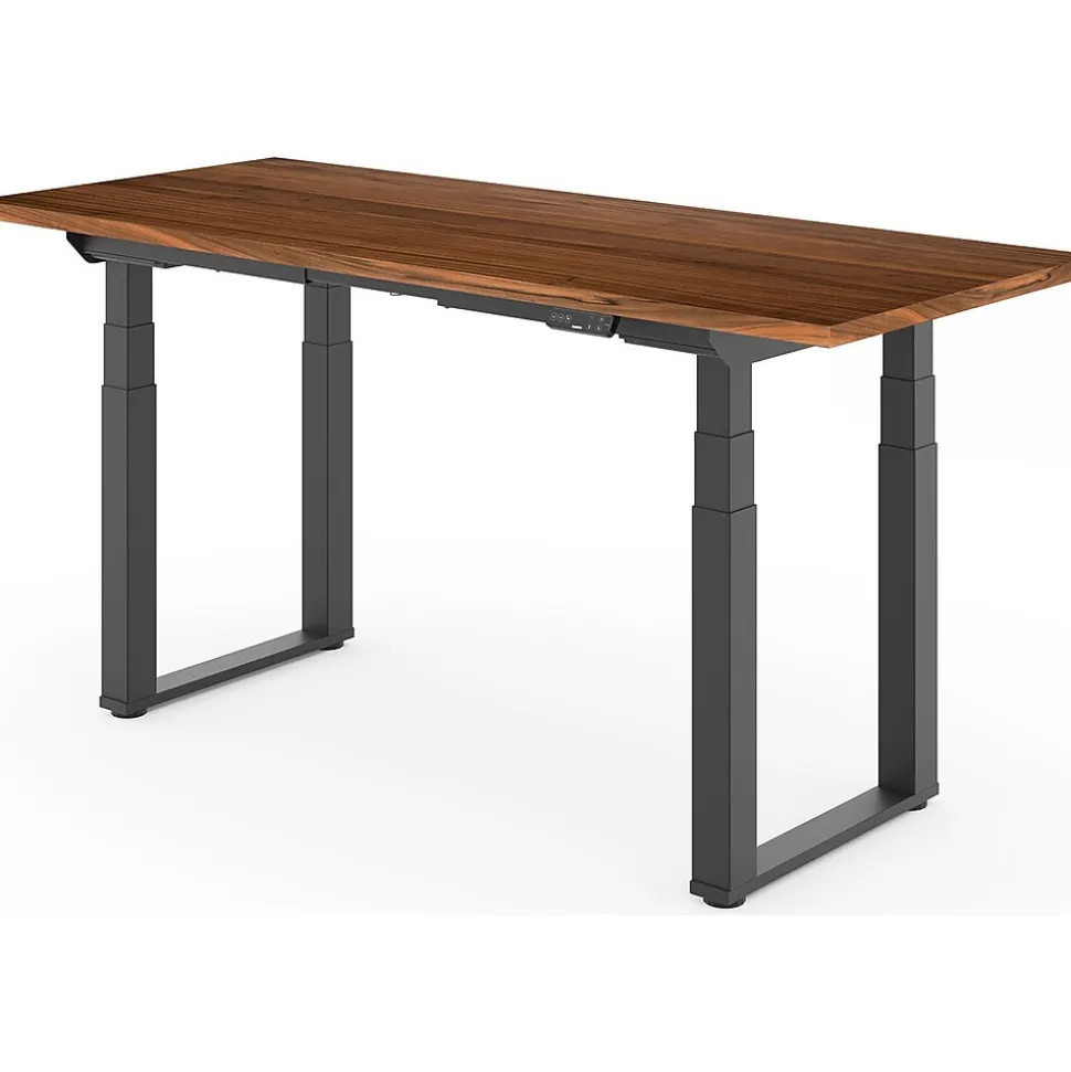 FlexiSpot E7Q 72"W Electric Adjustable Standing Desk, Black Walnut/Black (E7QB7230-BW)