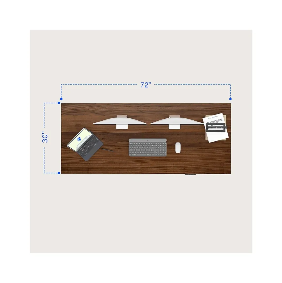 FlexiSpot E7Q 72"W Electric Adjustable Standing Desk, Black Walnut/Black (E7QB7230-BW)