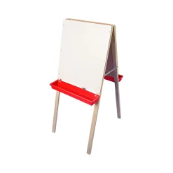 Flipside Child's Double Dry-/Wet-Erase Easel, 44", White/Green/Red/Wood, Assorted Materials (17307)