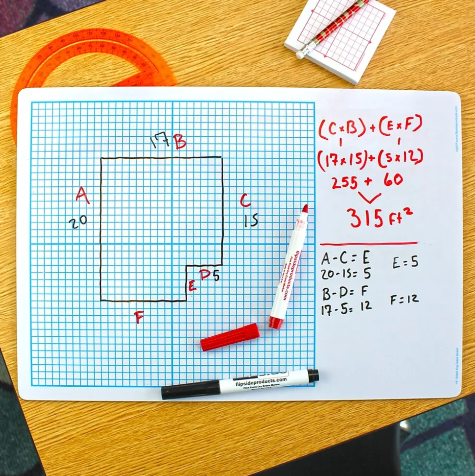 Flipside Dry Erase Base Ten Grid Boards, 12/Pack (11261)