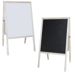 Flipside Dry-Erase/Chalkboard Marquee Easel, 42", White/Black/Natural Wood (31200)