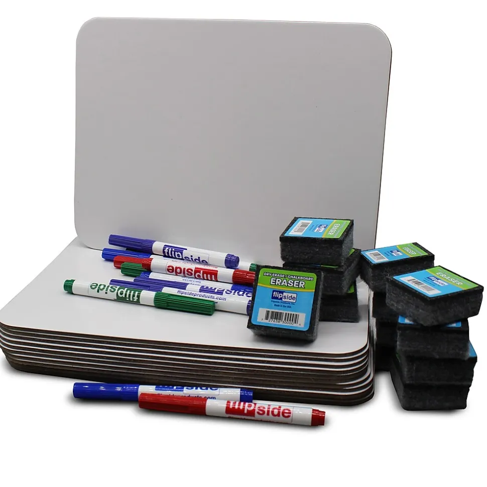 Flipside Magnetic Dry-Erase Whiteboard Set, 9" x 12", 12/Pack (31004)
