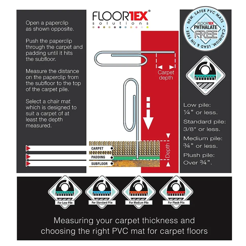 Floortex Advantagemat Chair Mat , 29.5" x 47", Designed for Low-Pile Carpet, Black Vinyl (FC113047LEBV)