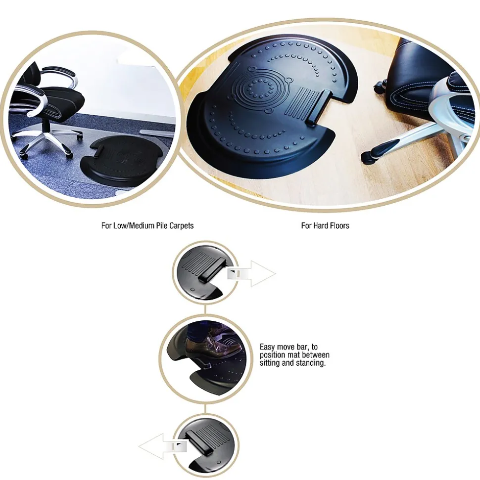 Floortex AFS-TEX 'Sit to Stand' 38" x 62" Rectangular Chair Mat for Carpets with Anti-Fatigue Mat, Polycarbonate (FCA11S)