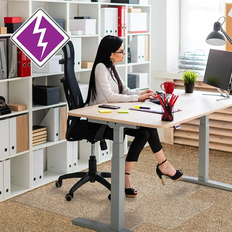 Floortex Computex Advantagemat Carpet Chair Mat with Lip, 36" x 48", Designed for Medium-Pile Carpet, Clear PVC (319226LV)