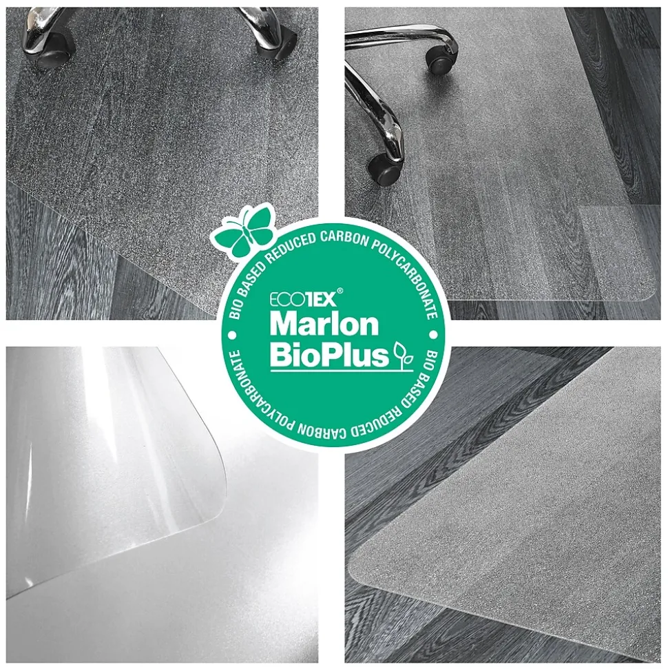 Floortex Ecotex BioPlus Hard Floor Chair Mat, 45" x 53", Clear Bio Based Polycarbonate (NRCMFLBS0003)