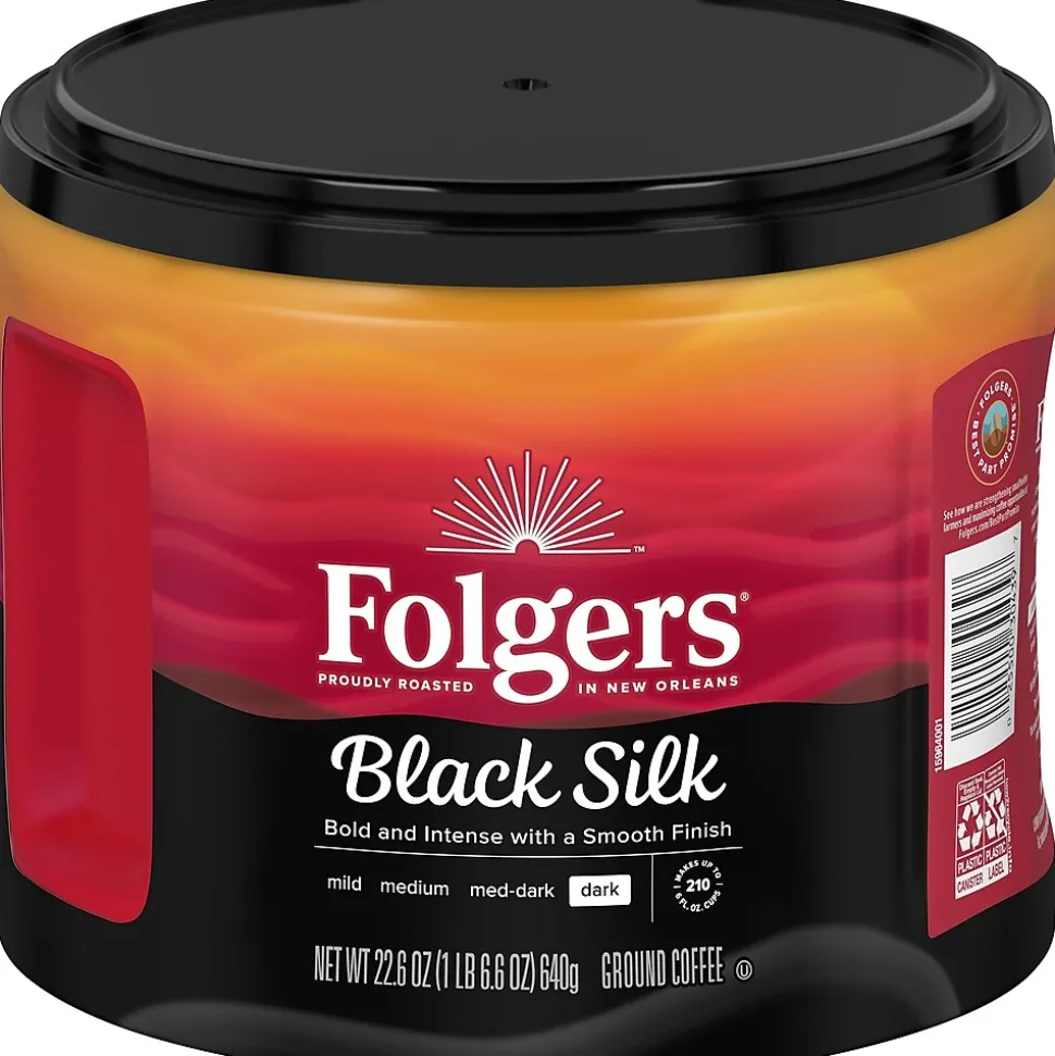 Folgers Black Silk Ground Coffee, Dark Roast, 22.6 oz. (02054)