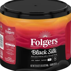 Folgers Black Silk Ground Coffee, Dark Roast, 22.6 oz. (02054)