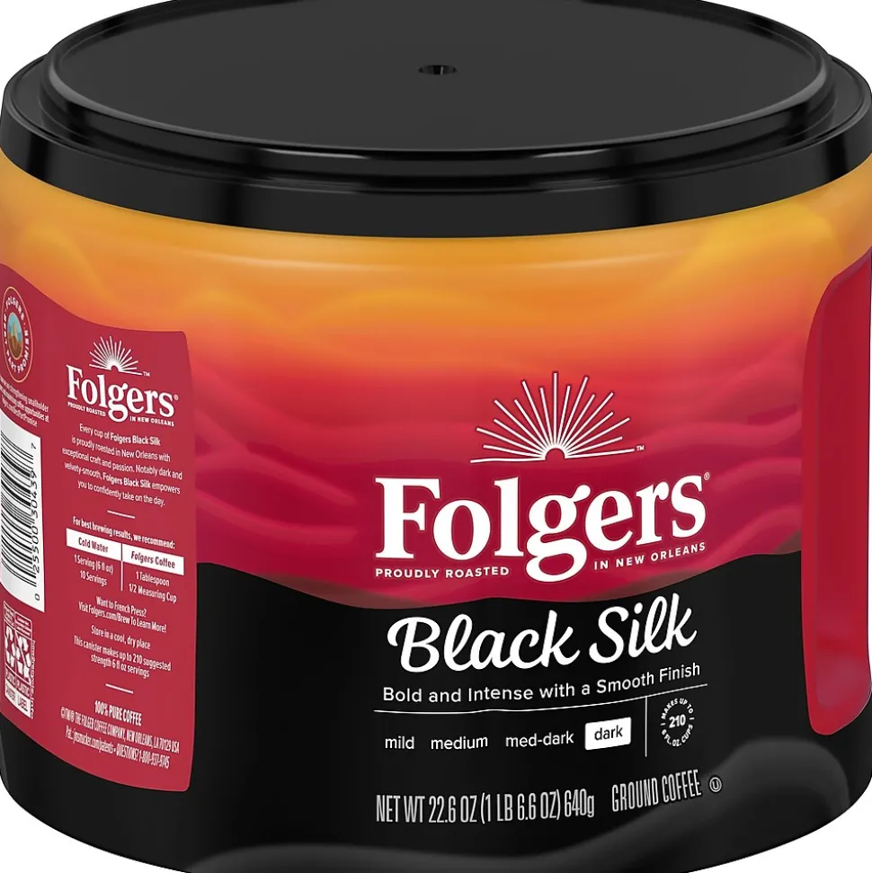 Folgers Black Silk Ground Coffee, Dark Roast, 22.6 oz. (02054)