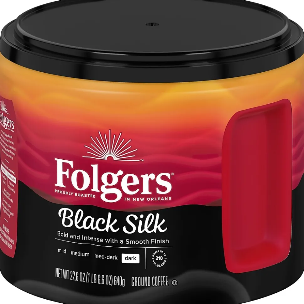 Folgers Black Silk Ground Coffee, Dark Roast, 22.6 oz. (02054)