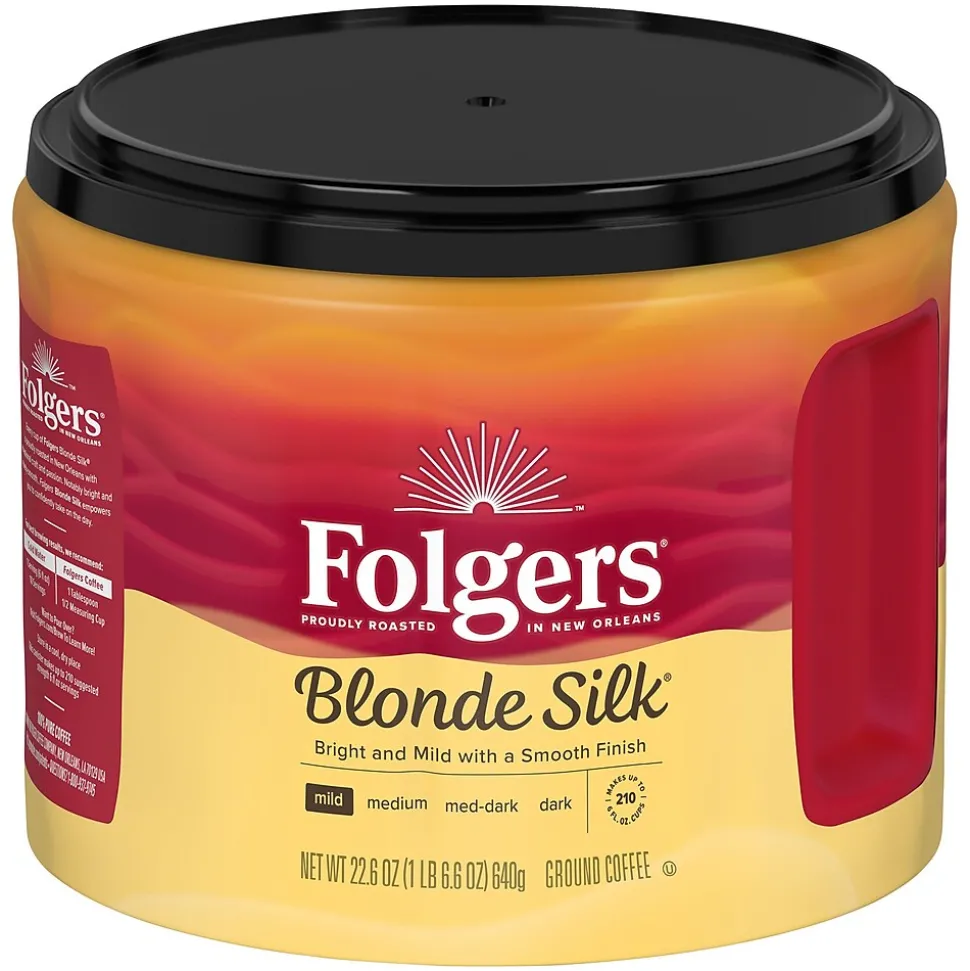 Folgers Blonde Silk Caffeinated Ground Coffee, Light Roast, 22.6 oz. (SMU20433)