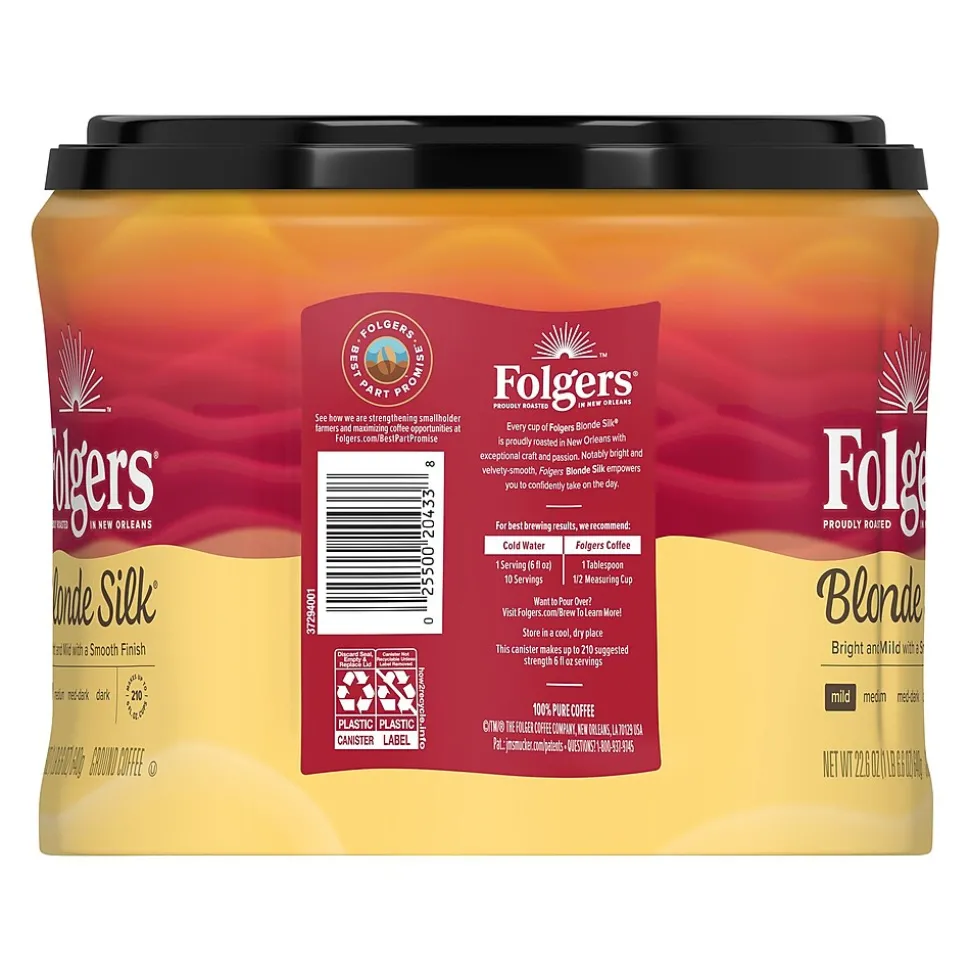 Folgers Blonde Silk Caffeinated Ground Coffee, Light Roast, 22.6 oz. (SMU20433)