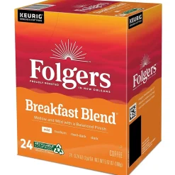 Folgers Breakfast Blend Coffee, Light Roast, 0.24 oz. Keurig® K-Cup® Pods, 24/Box (000370677/6684)