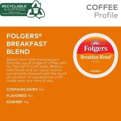 Folgers Breakfast Blend Coffee, Light Roast, 0.24 oz. Keurig® K-Cup® Pods, 24/Box (000370677/6684)