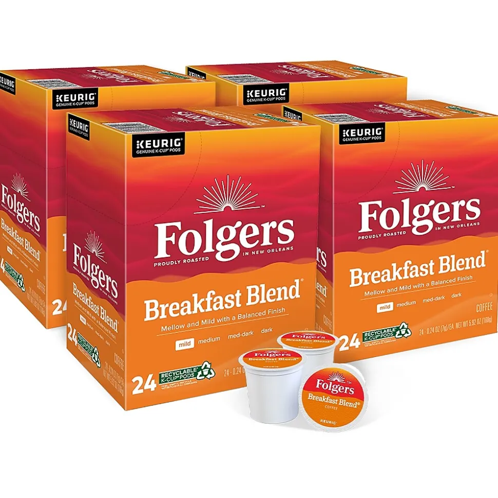 Folgers Breakfast Blend Coffee, Keurig K-Cup Pod, 96/Carton (000370677/6684CT)