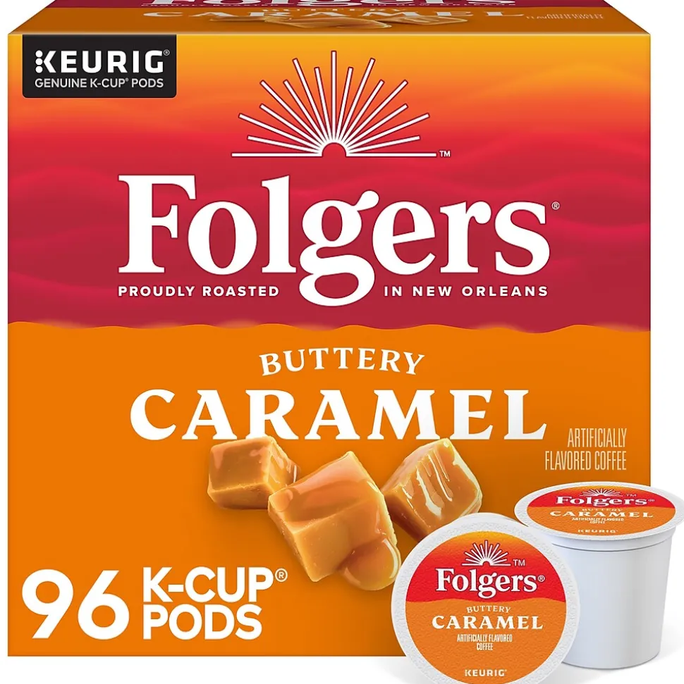 Folgers Buttery Caramel Coffee, Keurig K-Cup Pod, Medium Roast, 24/Box, 4 Boxes/Carton (6680CT)
