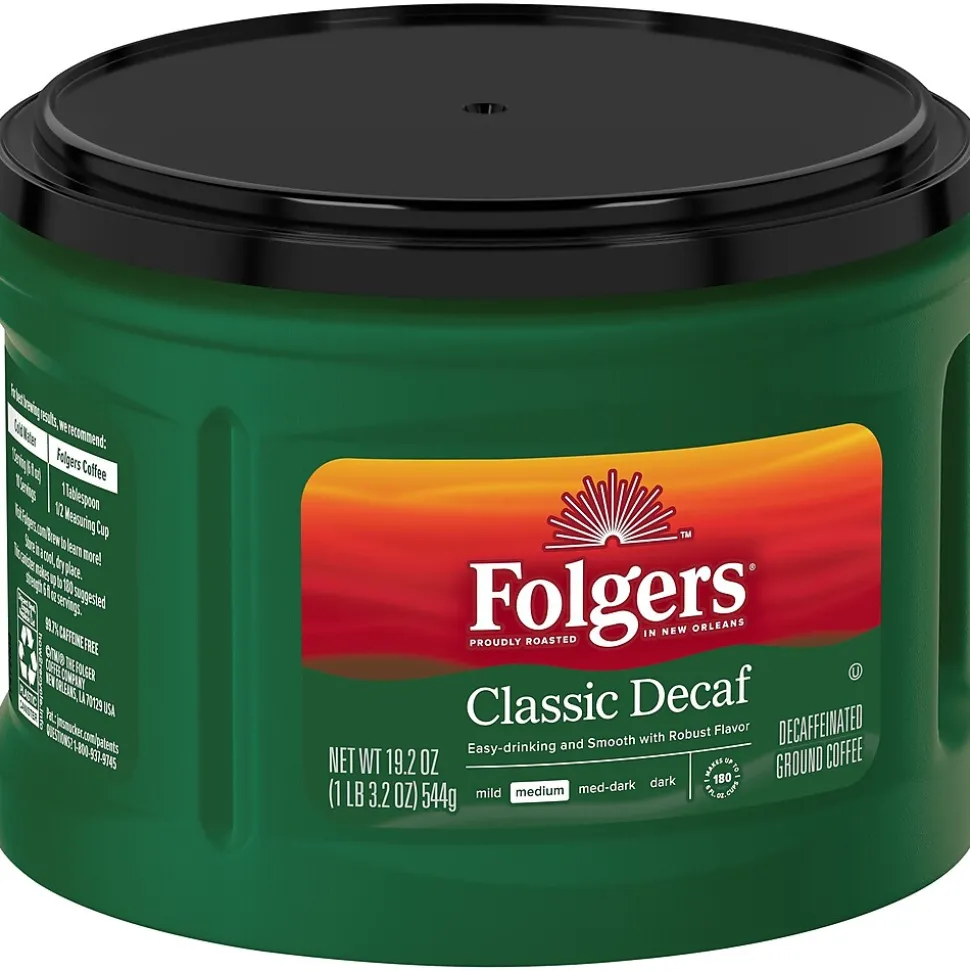 Folgers Classic Decaf Roast Ground Coffee, Medium Roast, 19.2 oz. (SMU30406)