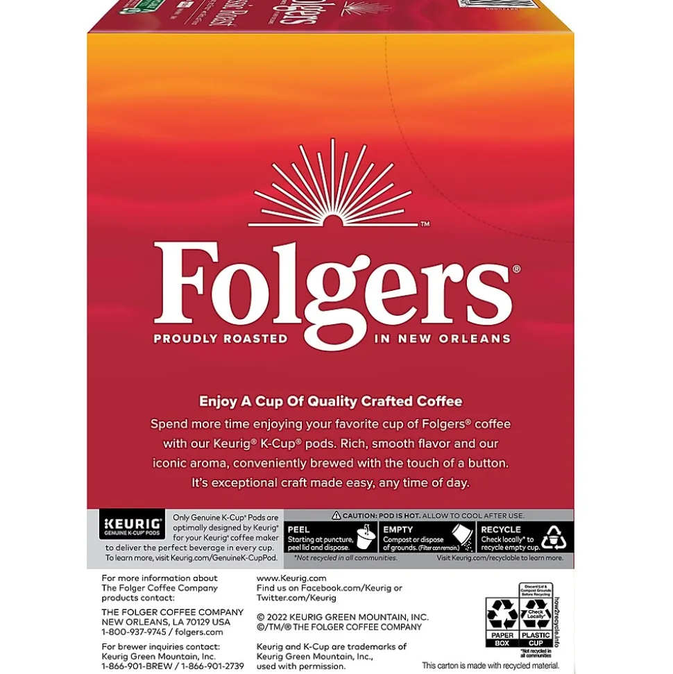 Folgers Classic Roast Coffee Keurig® K-Cup® Pods, Medium Roast, 96/Carton (204496)